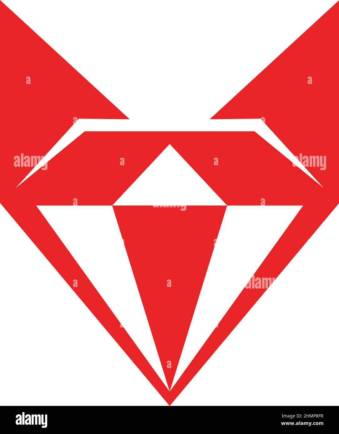 Einfaches abstraktes Design von Red Fox Head mit Diamantform Stock Vektor
