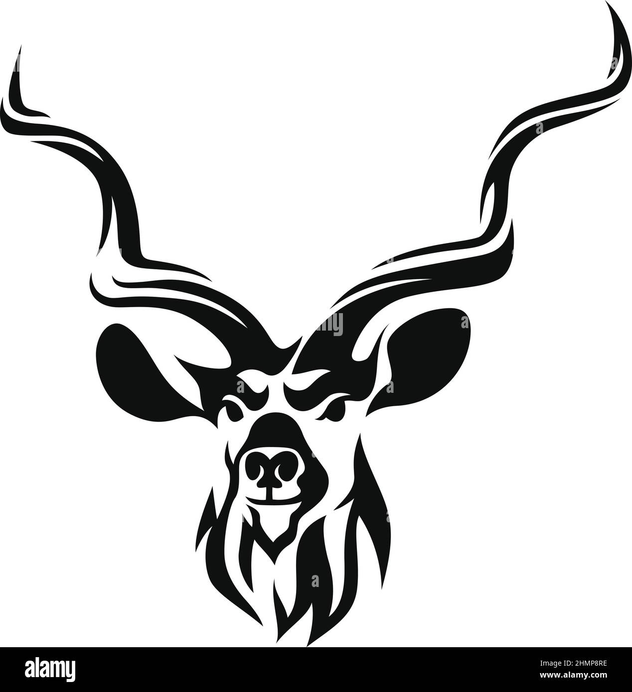 Abstraktes Design von Kudu Antelope mit Lächeln Stock Vektor