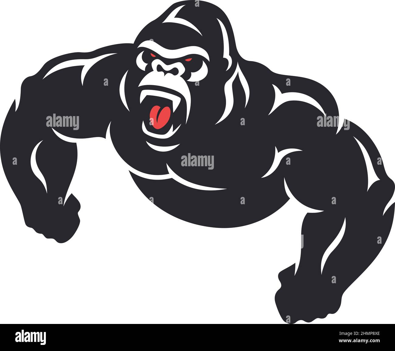 Draufsicht auf das aggressive Gorilla Roaring Stock Vektor