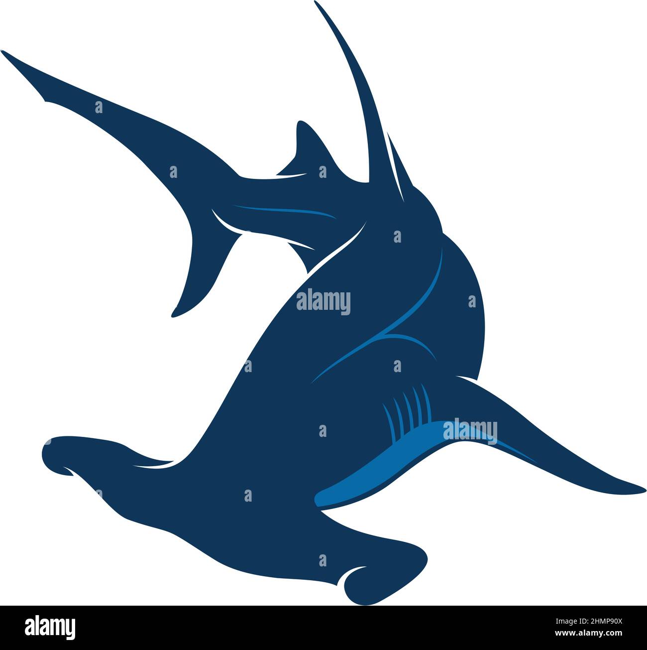 Einfache Silhouette von Schwimmen Hammerhead Shark Stock Vektor