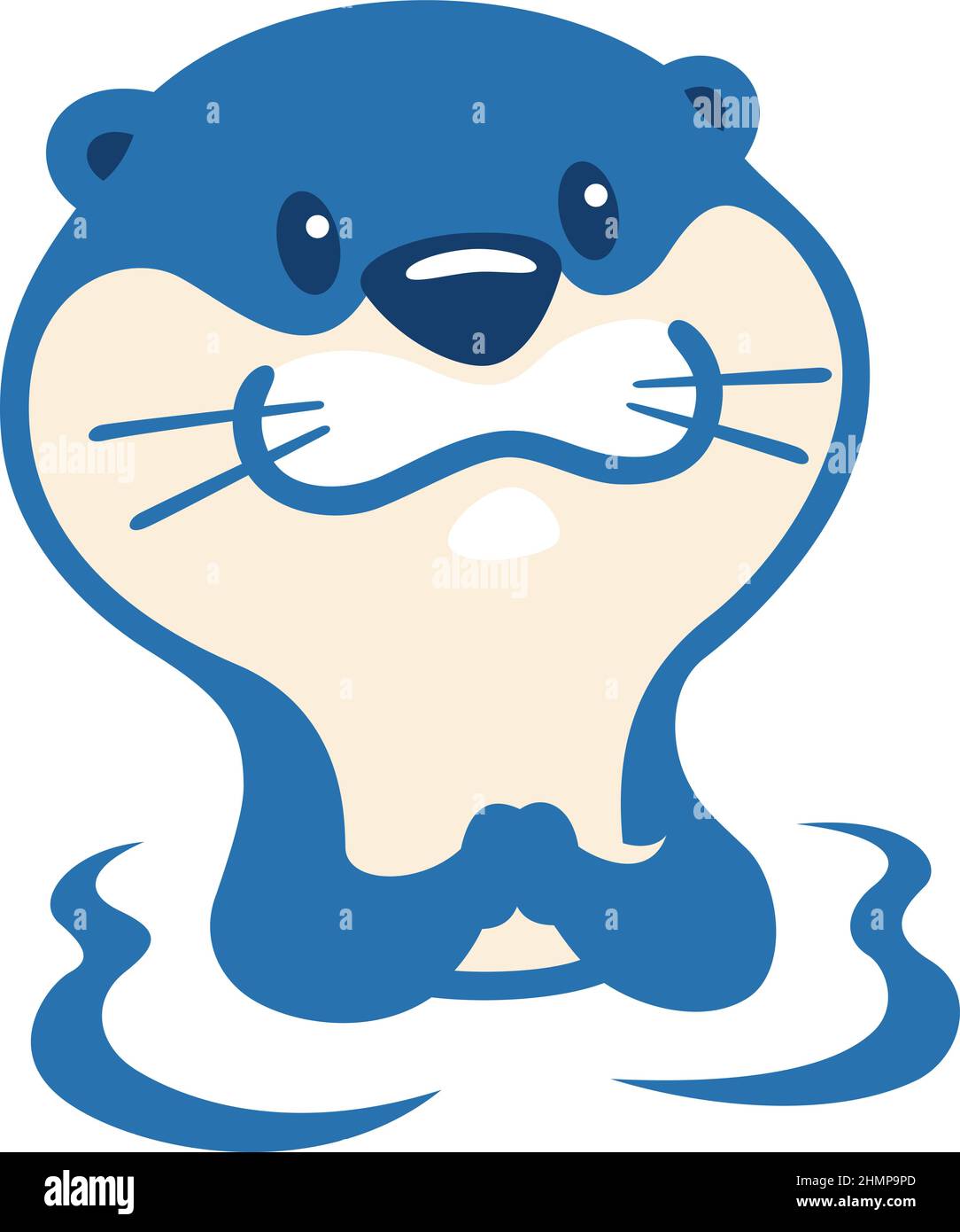 Niedliche Otter steigt über dem Wasser Cartoon Charakter Design Stock Vektor