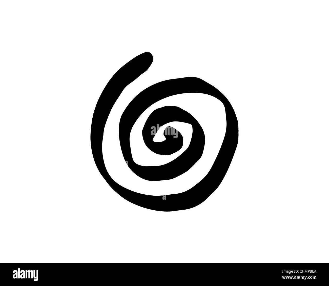 Black Tribal Tattoo Uralte Spirale. Handzeichnung der Schöpferkräfte der Göttin des Göttlichen Weiblichen und des nie endenden Kreises der Schöpfung. Wiccan Stock Vektor