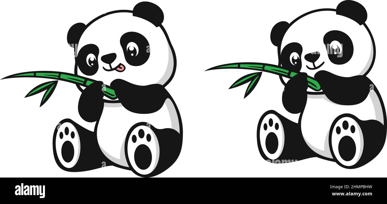 Netter Panda, Der Bamboo Branch Spielt Stock Vektor