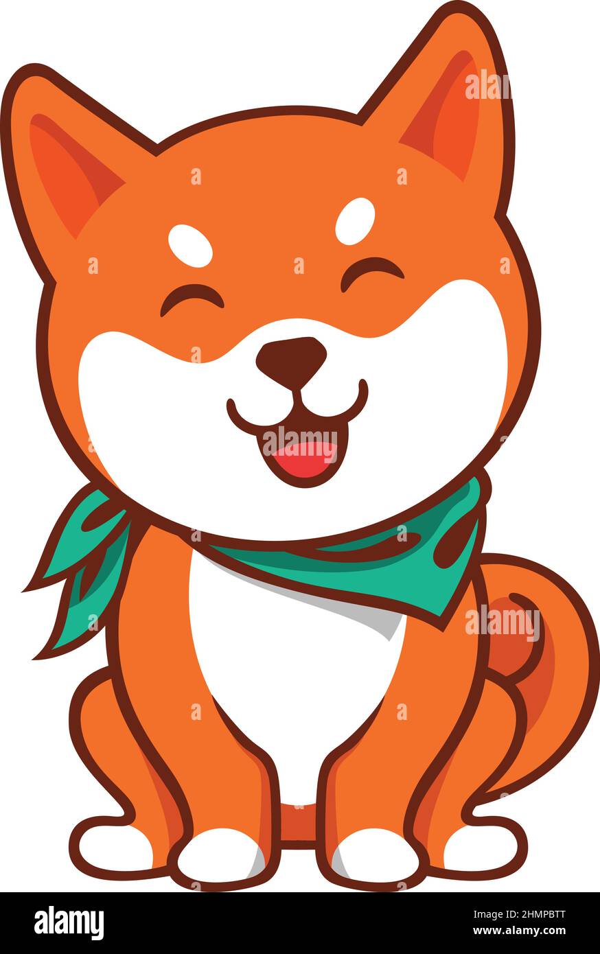 Niedlicher Kawaii Shiba Inu Hund Lächelnd Vektor Stock Vektor