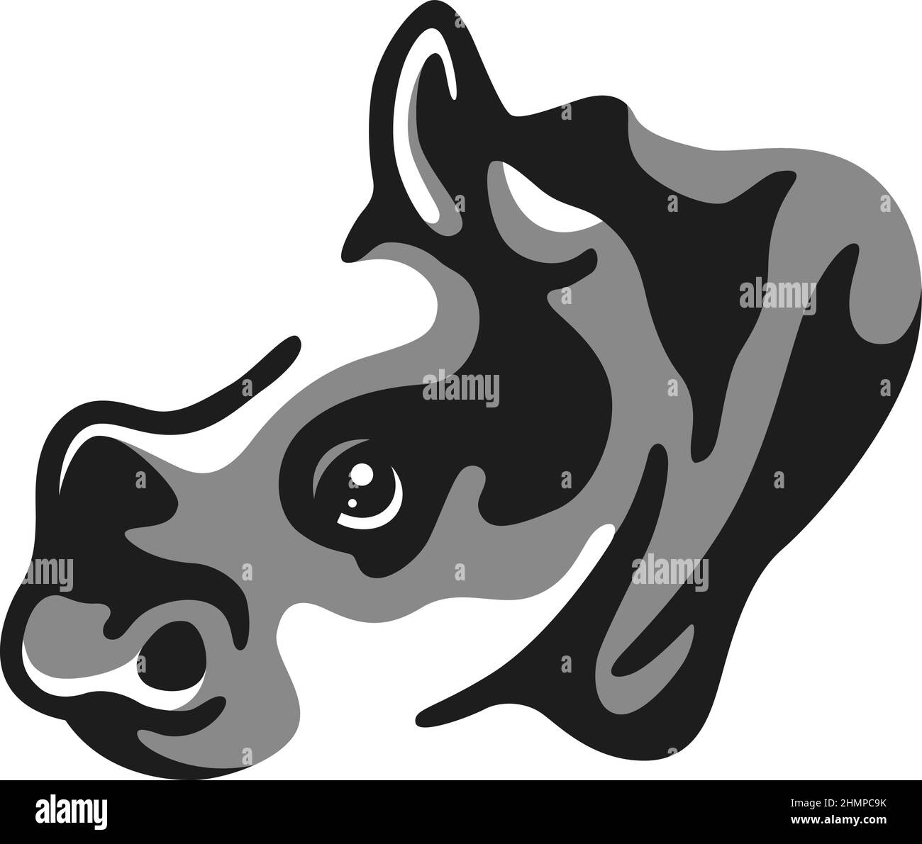 Kopf des Little Rhino Stencil Style Stock Vektor