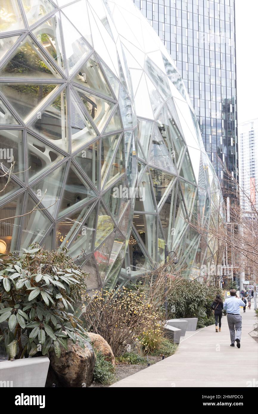 The Amazon Spheres, Teil des Amazon-Hauptquartiers in Seattle, Washington. Stockfoto