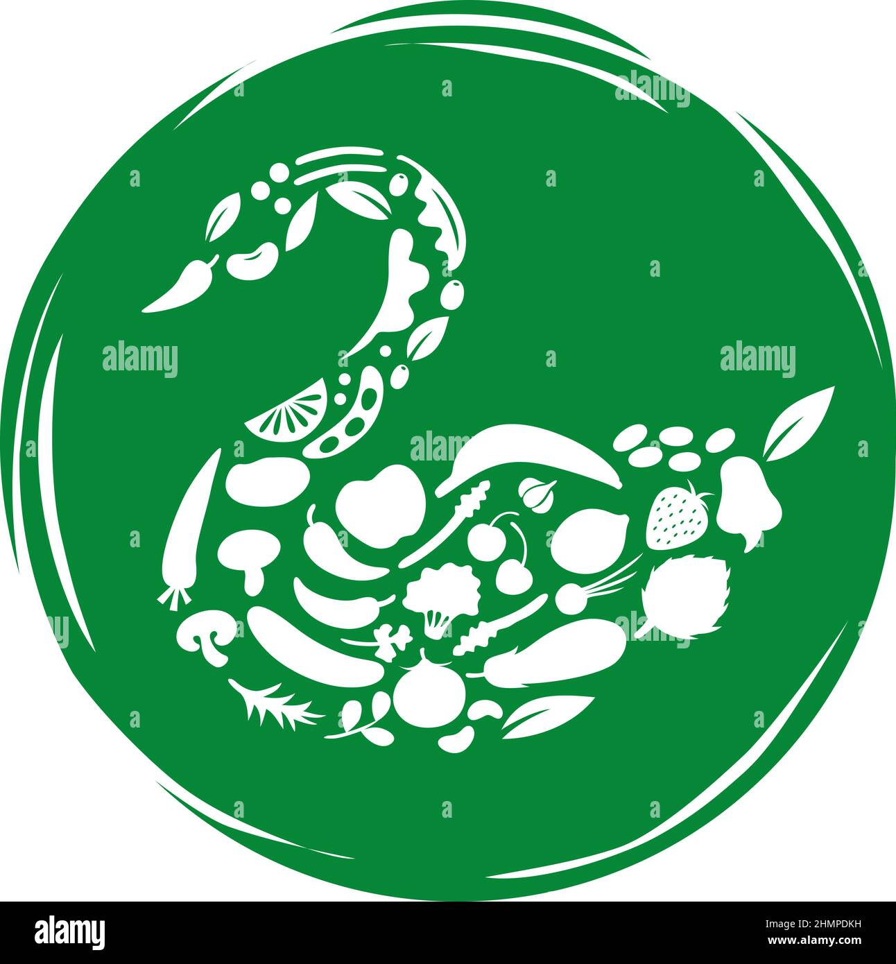 Gemüseset in Form Eines Schwans Stock Vektor