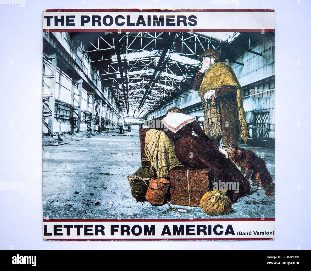 Bildercover der 7-Zoll-Einzelversion von Letter from America von The Proklaimers, die 1987 veröffentlicht wurde. Stockfoto