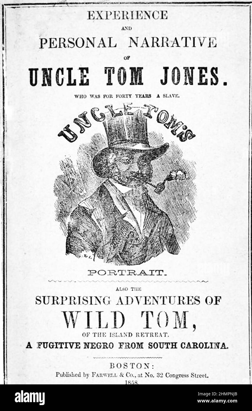 THOMAS H. JONES (1806-?) Afroamerikanischer Ex-Sklave und später Prediger und Schriftsteller. Titelseite seiner Autobiographie von 1858. Stockfoto