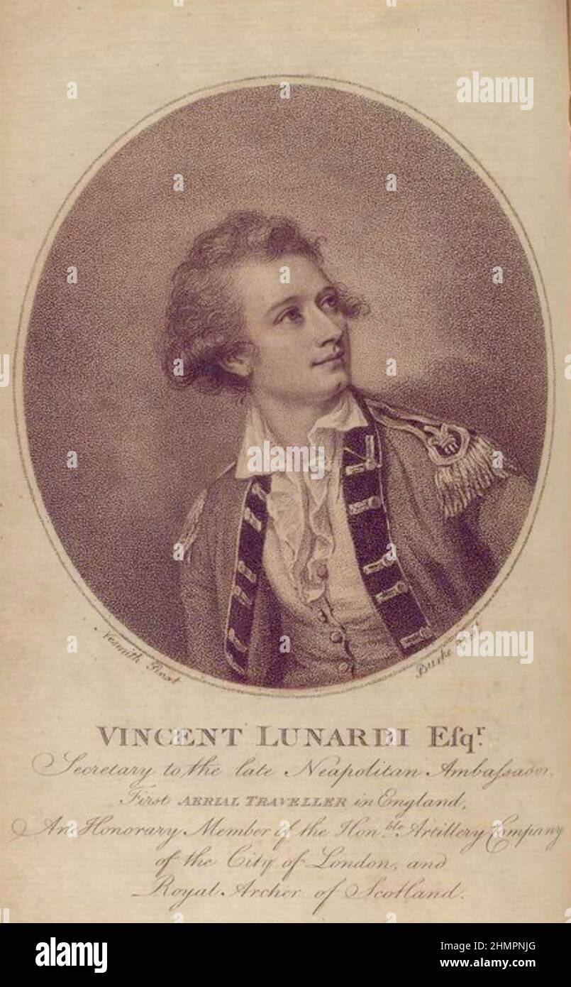 VINCENT LUNARDI (1754-1806) ist der Pionier der italienischen Luftfahrt Stockfoto
