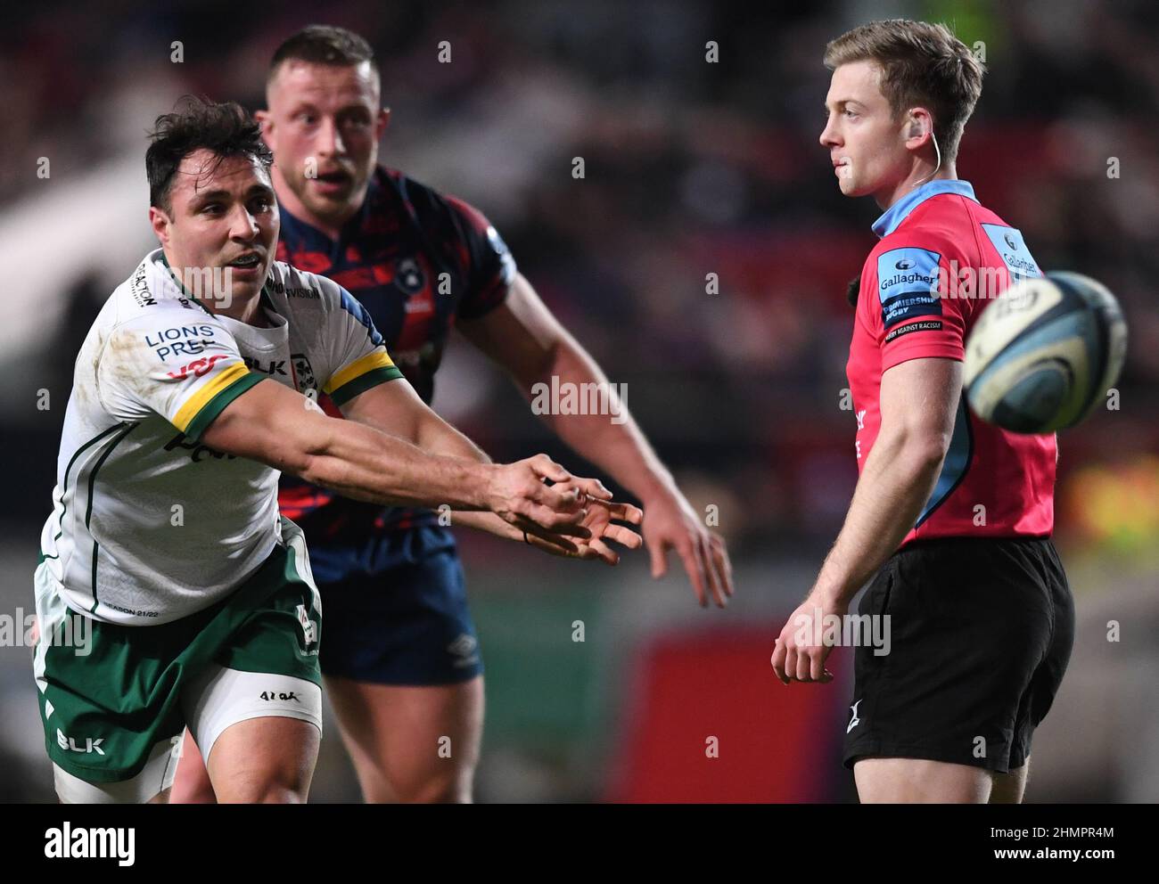 Bristol, Großbritannien. 11th. Februar 2022. 11th. Februar 2022 ; Ashton Gate Stadium, Bristol, South Gloucestershire, England; Gallagher Premier League Rugby, Bristol Bears gegen London Irisch: Nick Phipps aus London Irisch tritt zurück Credit: Action Plus Sports Images/Alamy Live News Stockfoto