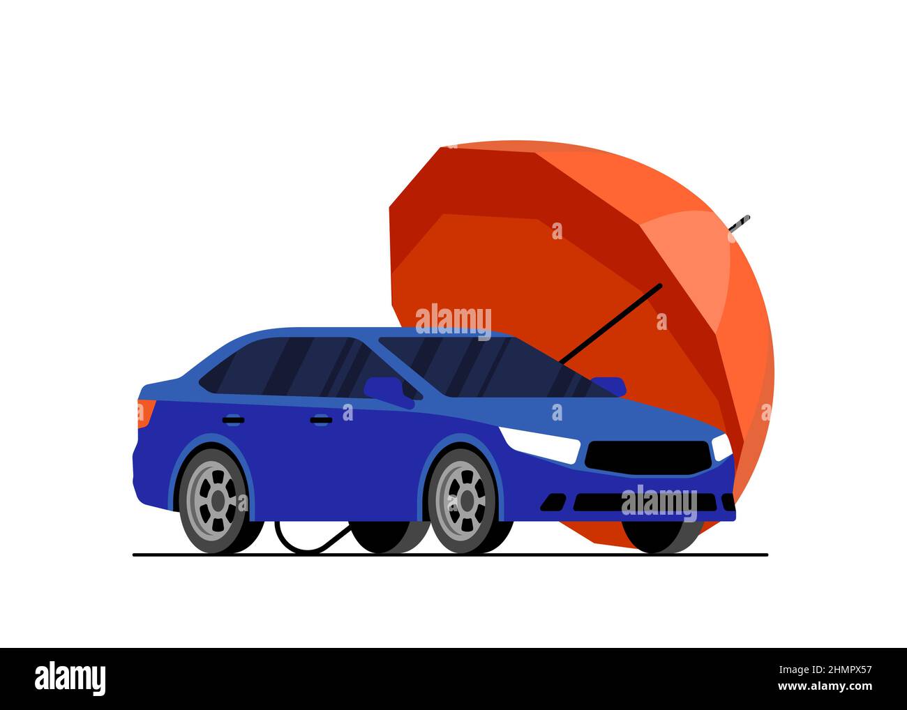 Roter Regenschirm schützt blaues Auto. Kfz-Versicherung Symbol Konzept.  Transport Schutz und Sicherheit Werbung Banner Design. Abbildung des  Vektors für den automatischen Fahrzeugschutz eps Stock-Vektorgrafik - Alamy