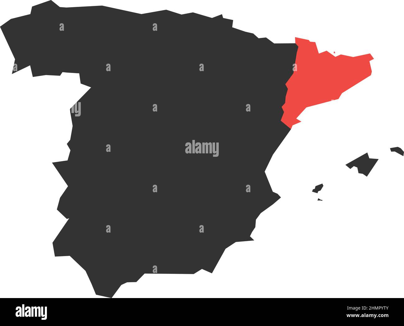 Katalonien in einer Vektorkarte von Spanien Stock Vektor