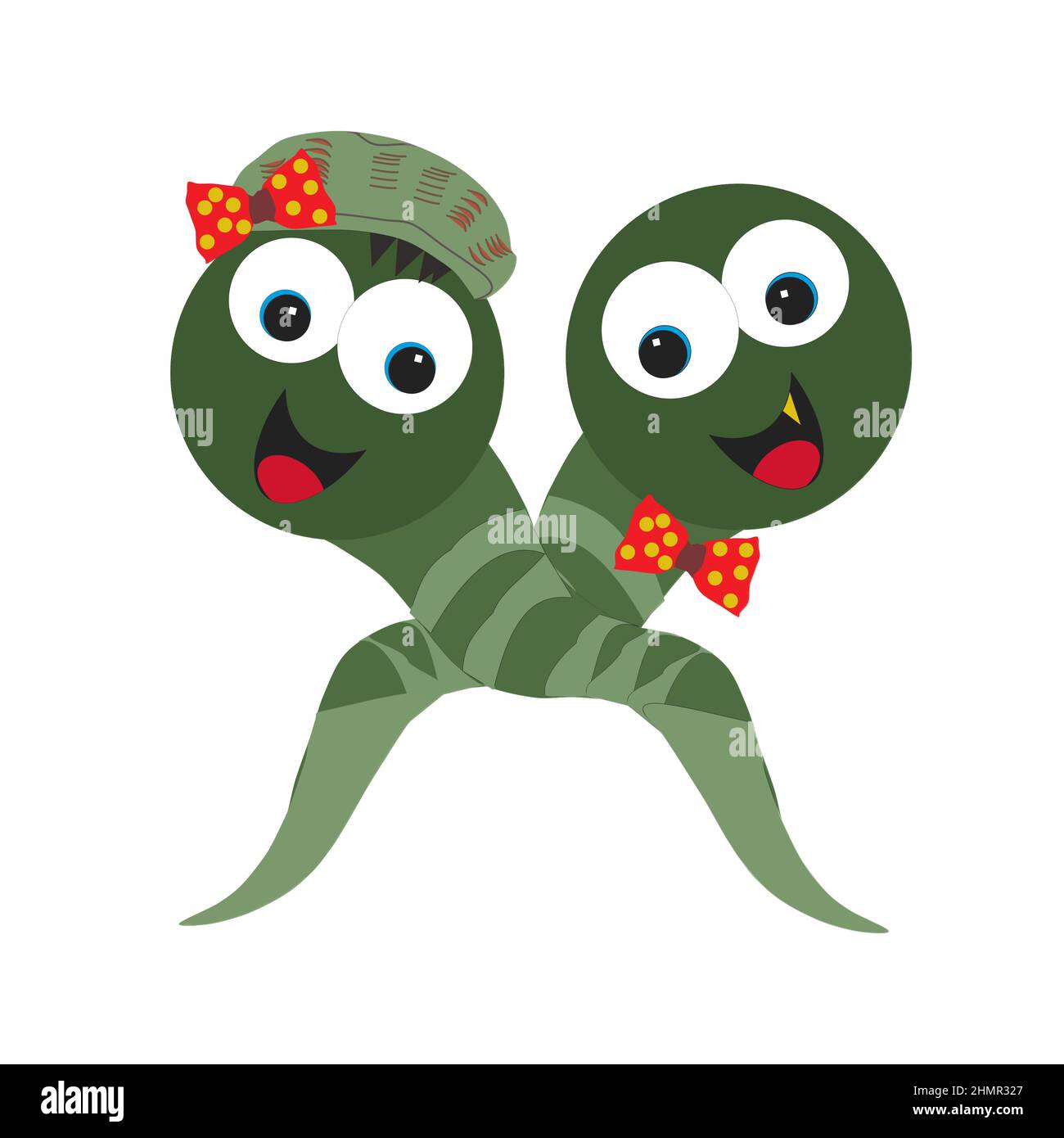 Digitale Illustration von niedlichen Schlangen in der Liebe Stockfoto