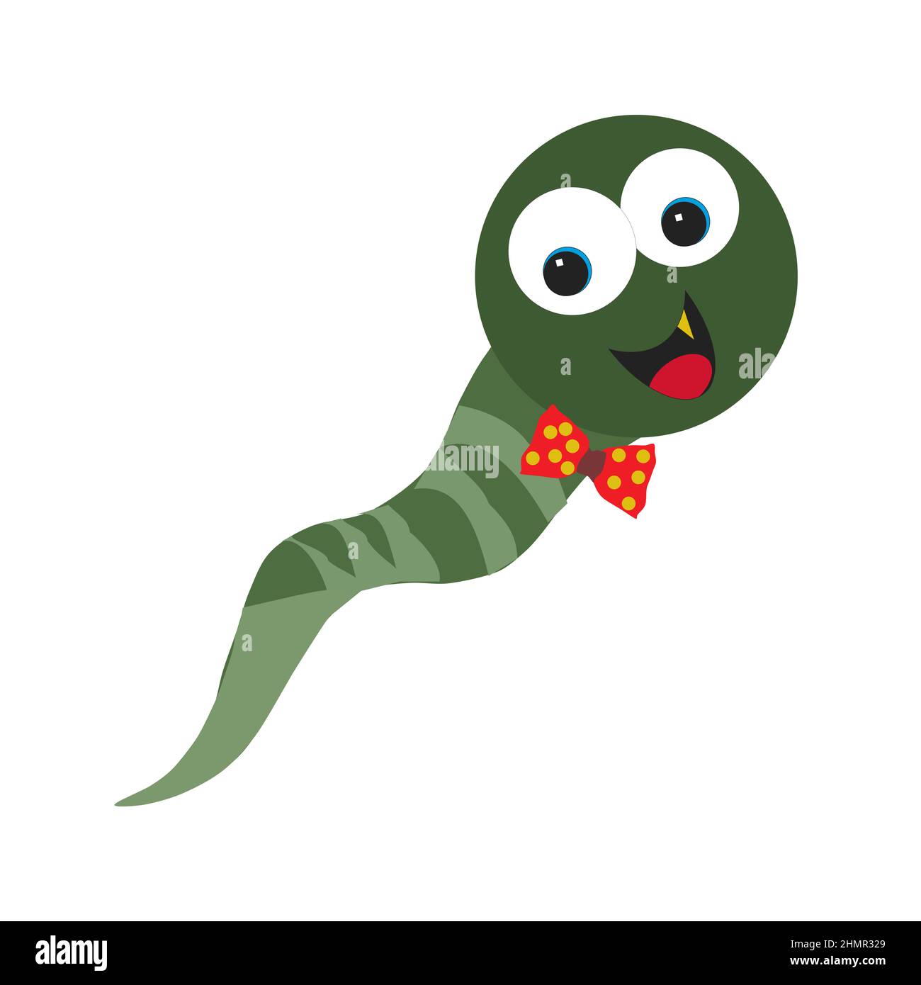 Digitale Illustration von niedlichen Jungen Schlange trägt Fliege Stockfoto