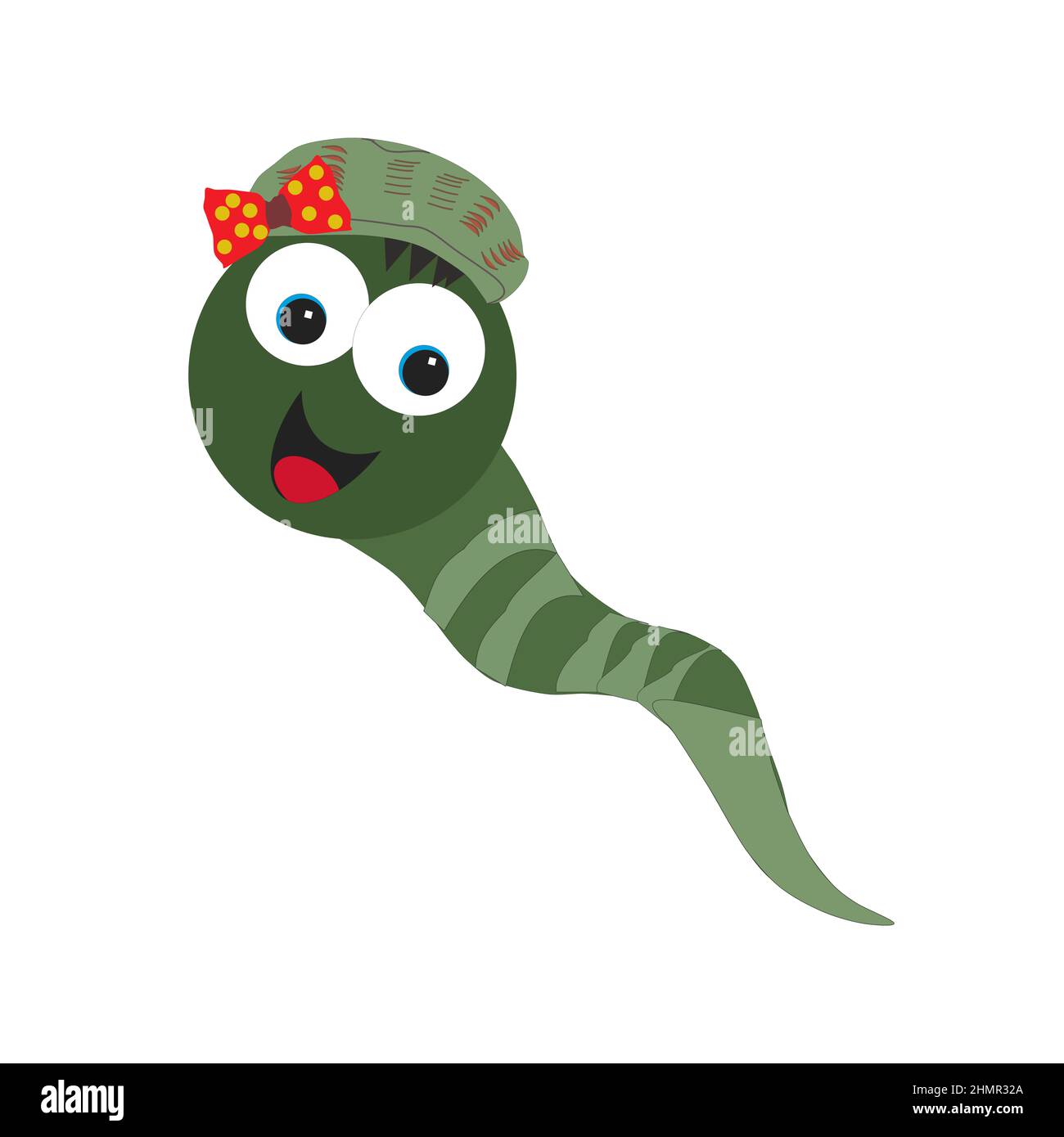 Digitale Illustration der niedlichen Mädchen Schlange trägt einen Hut Stockfoto