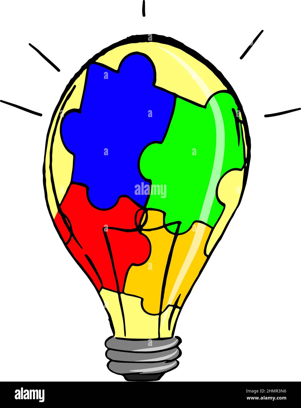 Cartoon-Glühbirne mit Autismus-Bewusstsein Stock Vektor