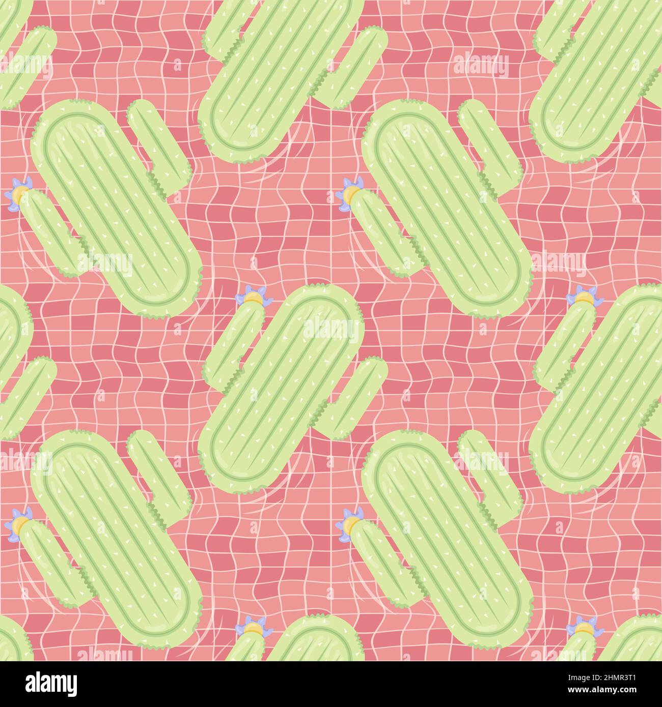 Nahtloses Muster mit kaktusförmigen aufblasbaren Matratzen für Poolparty, Stoffhintergrund und Banner Stock Vektor