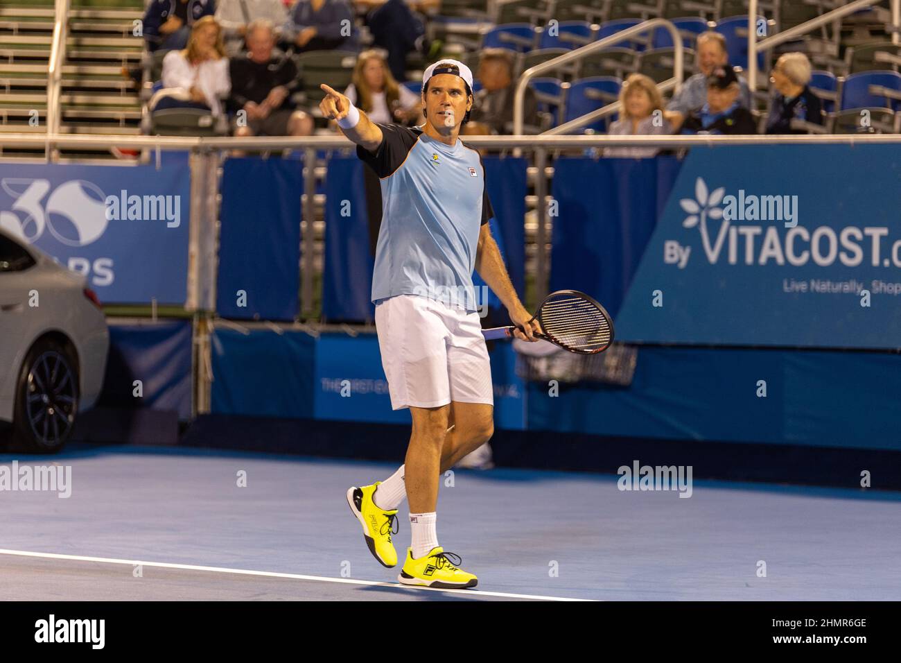 Delray Beach, FL, USA. 11th. Februar 2022. Tommy Haas (GER) während der ATP Champions, Legends Tour bei den Delray Beach Open 2022 von Vitacost.com. Kredit: Yaroslav Sabitov/YES Market Media/Alamy Live Nachrichten. Stockfoto