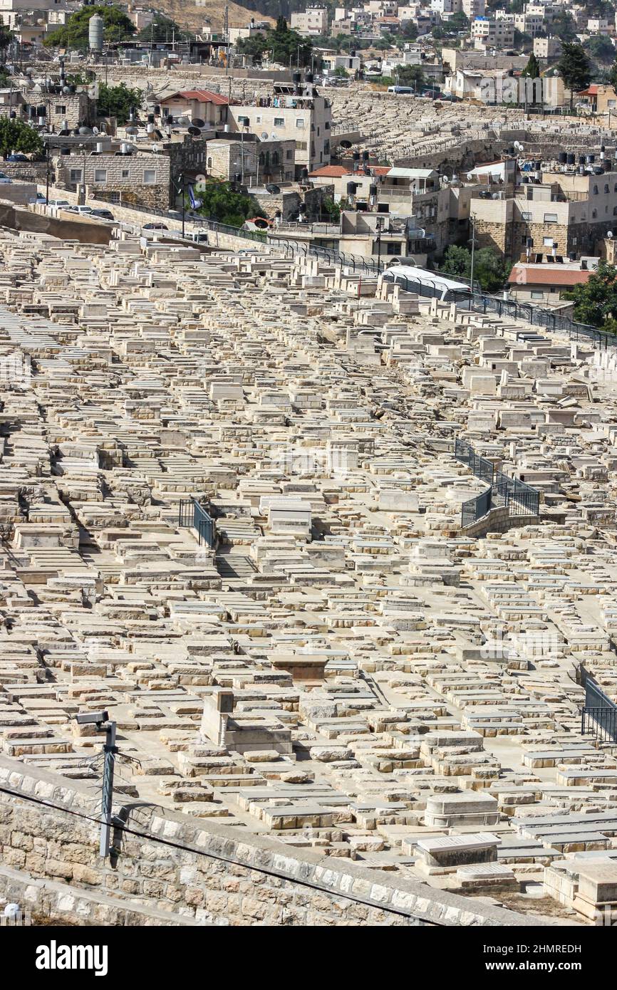 Der jüdische Friedhof auf dem Ölberg in Jerusalem, Israel. Stockfoto