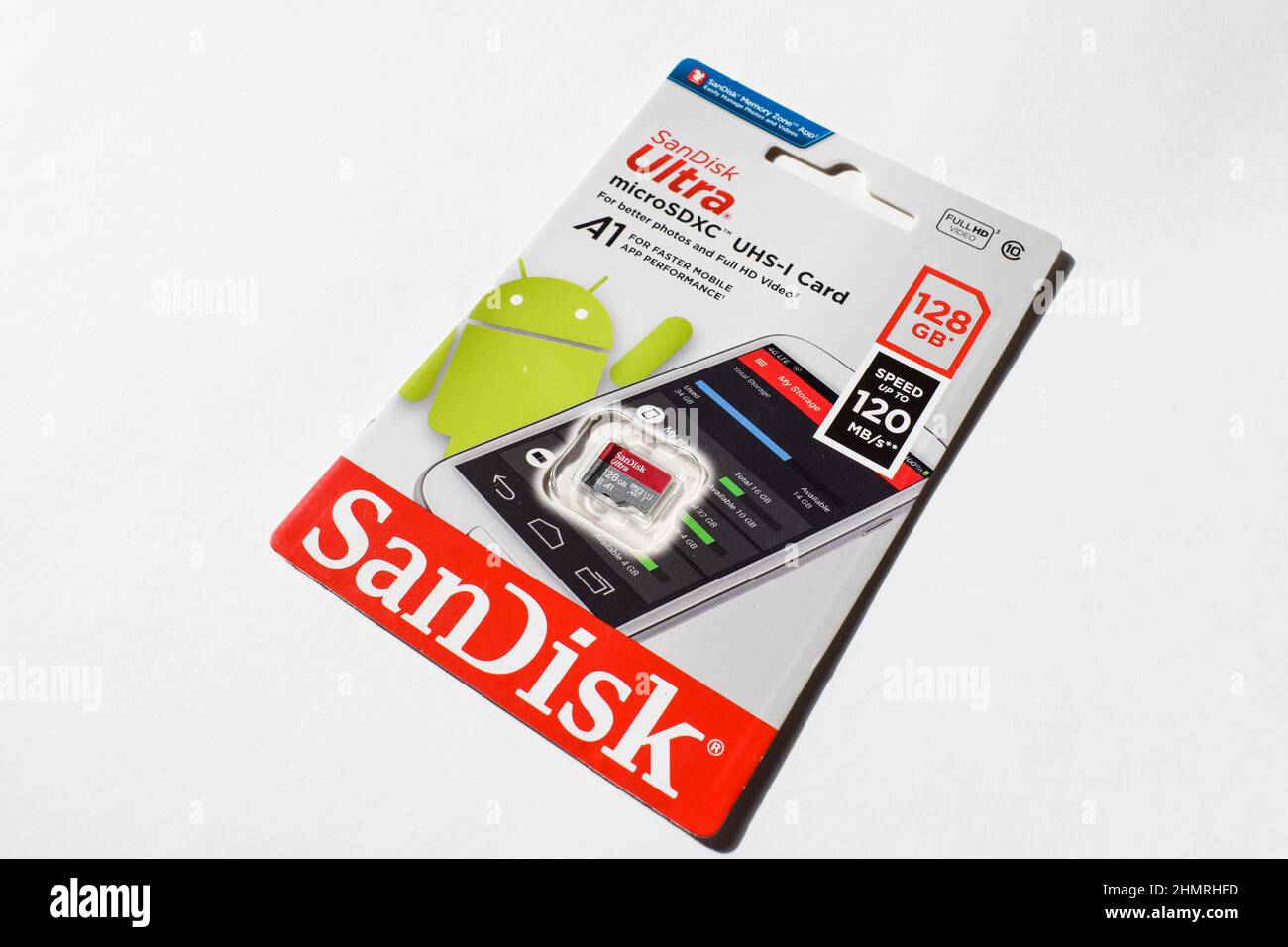 SanDisk Ultra Micro sdxc UHS- i-Karte mit 128 gb Speicher. SD-Karte für  Mobiltelefon zusätzlicher Speicher zum Speichern von Fotos und hd-Videos  mit voller Geschwindigkeit 120 Stockfotografie - Alamy
