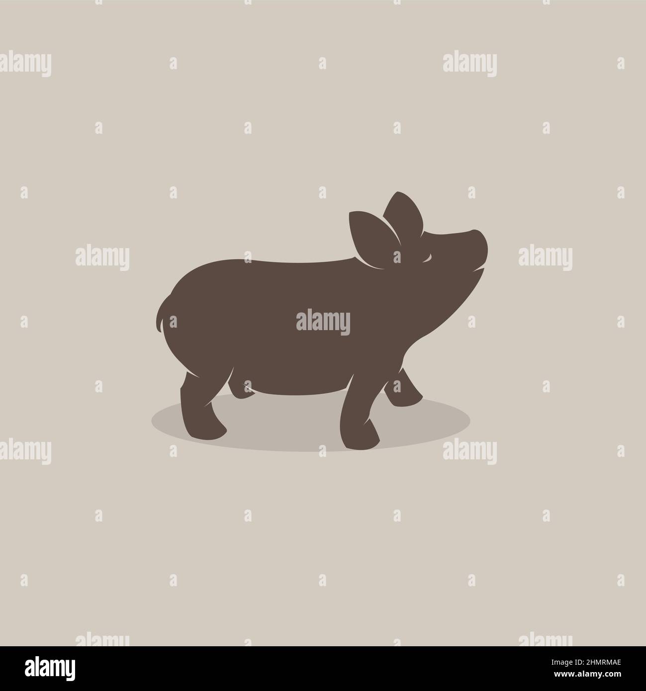 Vektor eines Schweins auf bräunlichem Hintergrund. Leicht editierbare Vektorgrafik mit Ebenen. Stock Vektor