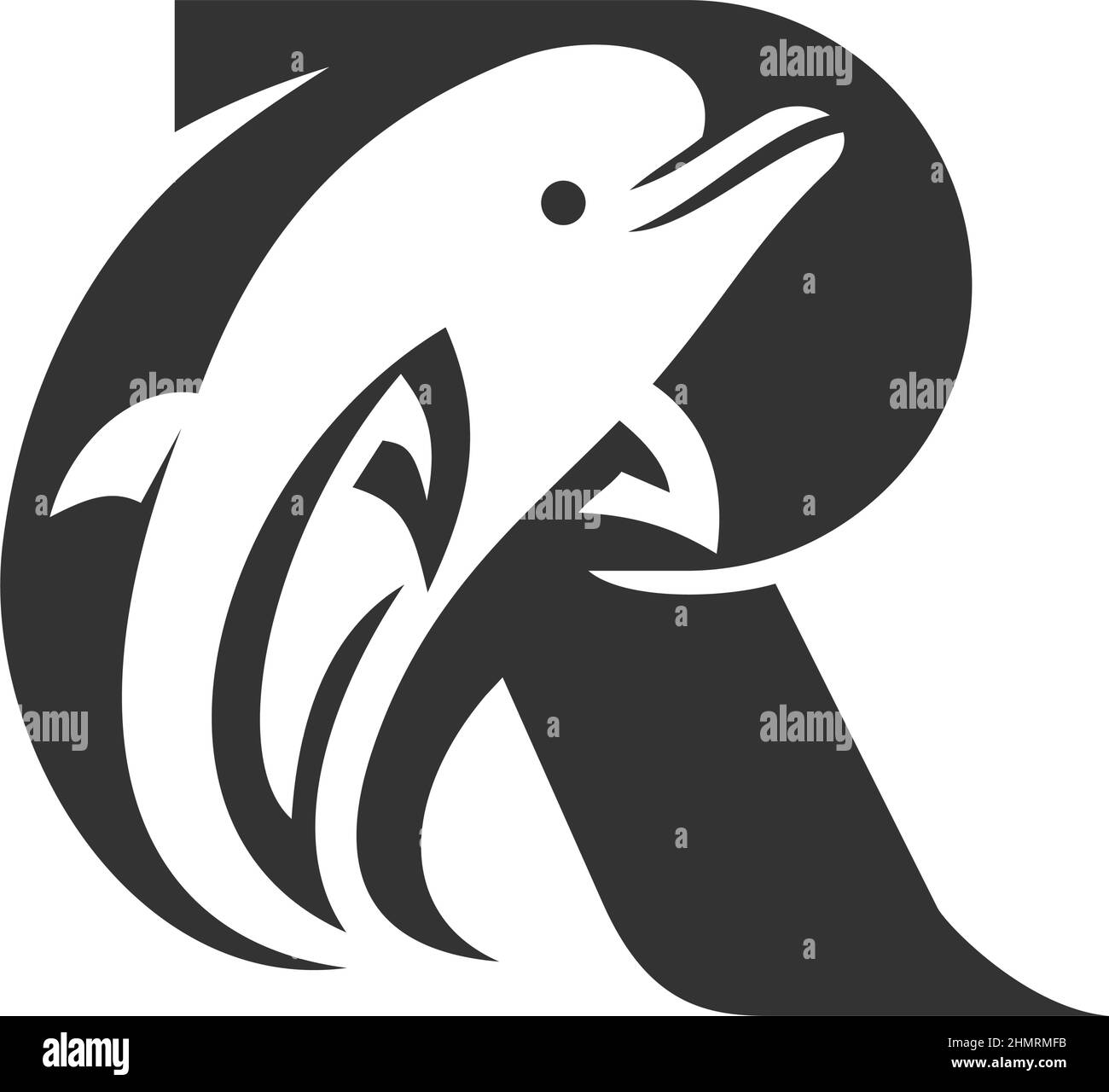 Delphin Buchstabe R Symbol Illustration Markenidentität Stock Vektor