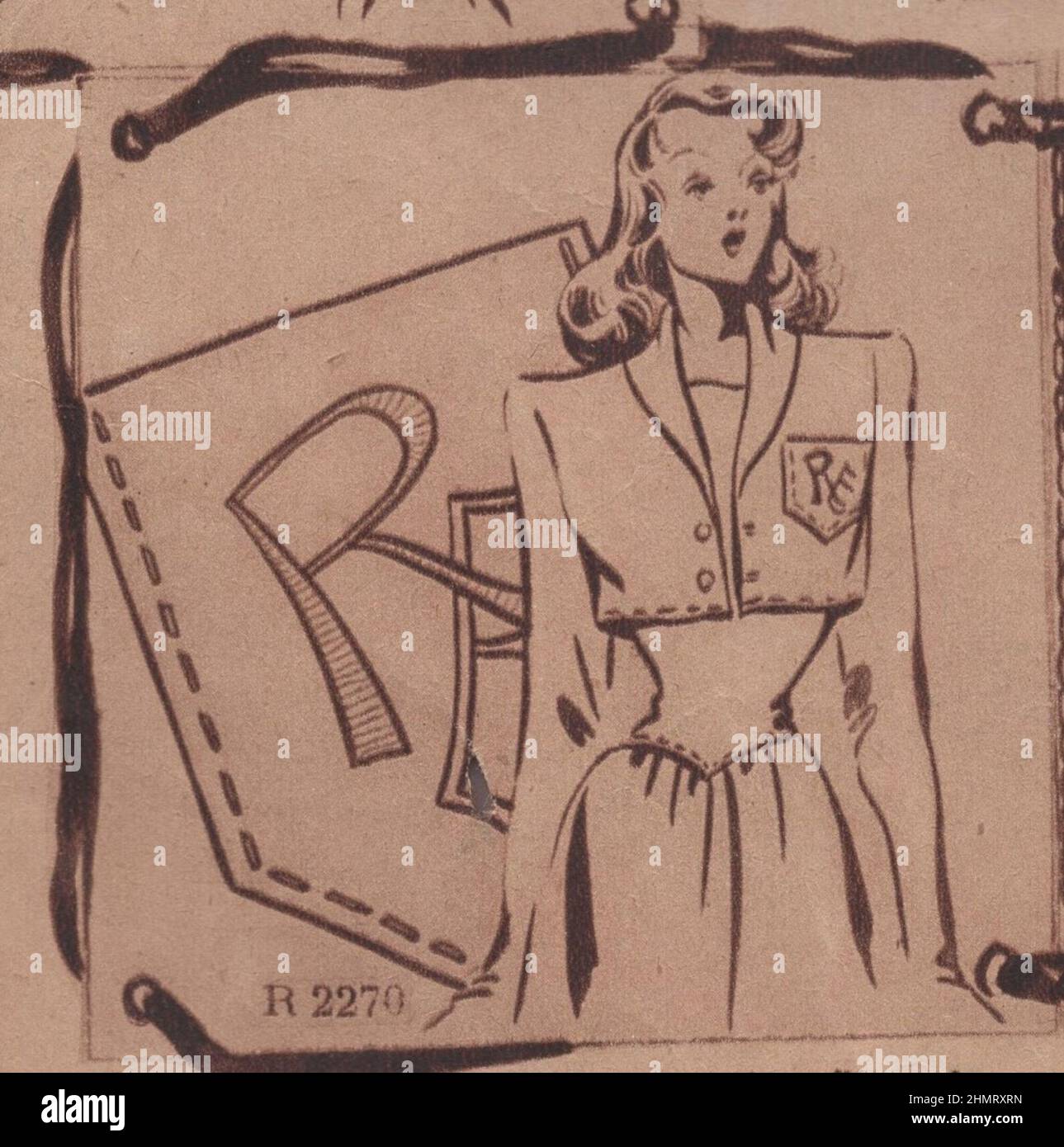 Weltkrieg ii, Werbung, historisch, Grafik-Design, Illustration, Ephemra, 1940s Modemagazin, Bekleidung, Publikation, 1940s, 1943 Zeitschrift, 20th Jahrhundert, Archiv, Kunstwerk, Design, Grafik, Kulturerbe, Geschichte, l ayout, Nostalgie, Kleidung, Damen, Dame, Zeitschrift, Stil, Stil Zeitschrift, Werbung, Anzeigen, Werbung, Werbung, Werbung, Mantel, Mäntel, weiblich, weiblich, Kleidung, Veröffentlicht, Typografie, Küche, Krieg, war Food, Monochrom, Druck, gedruckt, europa, europäisch, stricken, Dressmaking, Muster. ADDITIONAL-RIGHTS-CLEARANCE-INFO-NOT-AVAILABLE Stockfoto