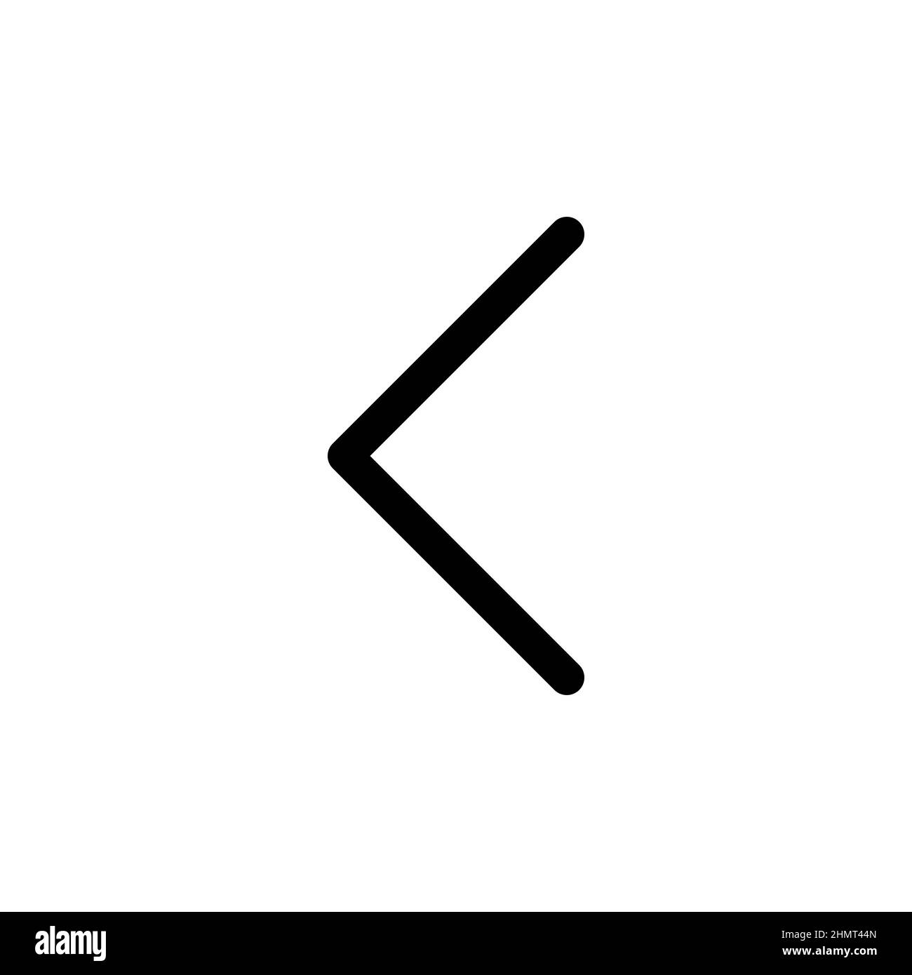 Pfeil nach links in flacher Form. Pfeilliniensymbol schwarz isoliert. Einfaches abstraktes Symbol in Schwarz. Vektorgrafik für Grafikdesign, Web, UI, Mo Stock Vektor
