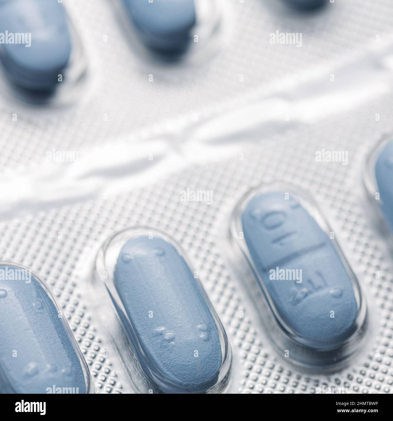Tabletten viagra in einer Blisterpackung Antibiotikum Pharmazeutische Therapie Medizin medizinische Grippe Stockfoto