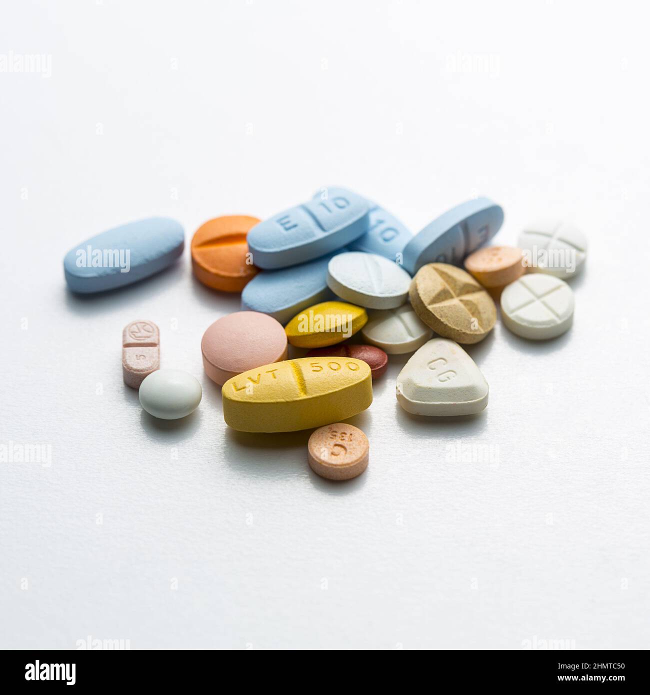 Tabletten Kapsel Pillen Heap Grippe Antibiotikum Pharmazie Medizin Medizin Stockfoto