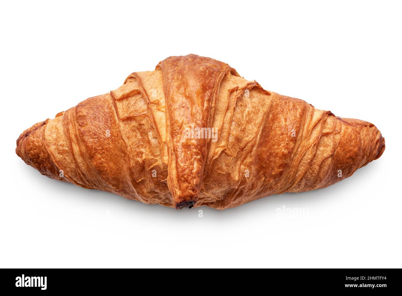 Isolierte Objekte: Traditionelles Croissant, französische Blätterteig-Bäckerei, auf weißem Hintergrund Stockfoto