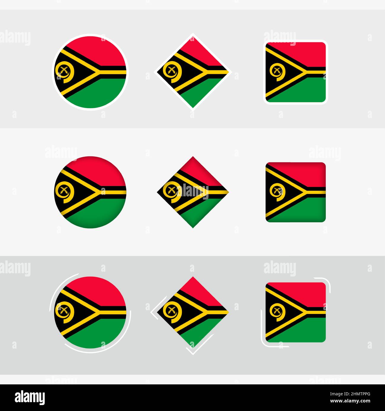 Vanuatu Flag Icons gesetzt, Vektorflagge von Vanuatu. Drei Versionen von Icon. Stock Vektor
