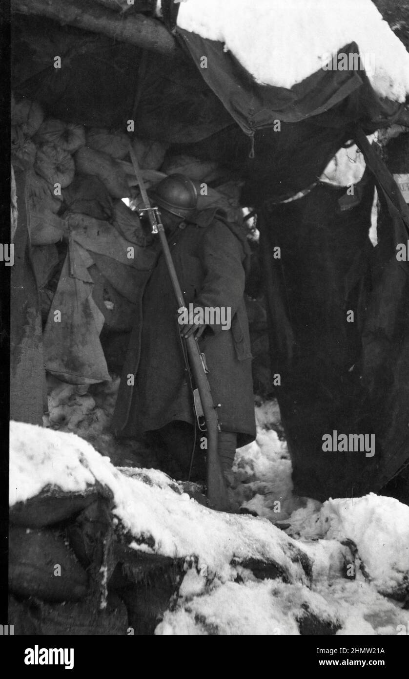 Prima Guerra Mondiale - Fronte Italiano - Monte Colombara - Asiago - Vicenza - 1. Reggimento Alpini Artiglieria - Aprile 1917 Stockfoto