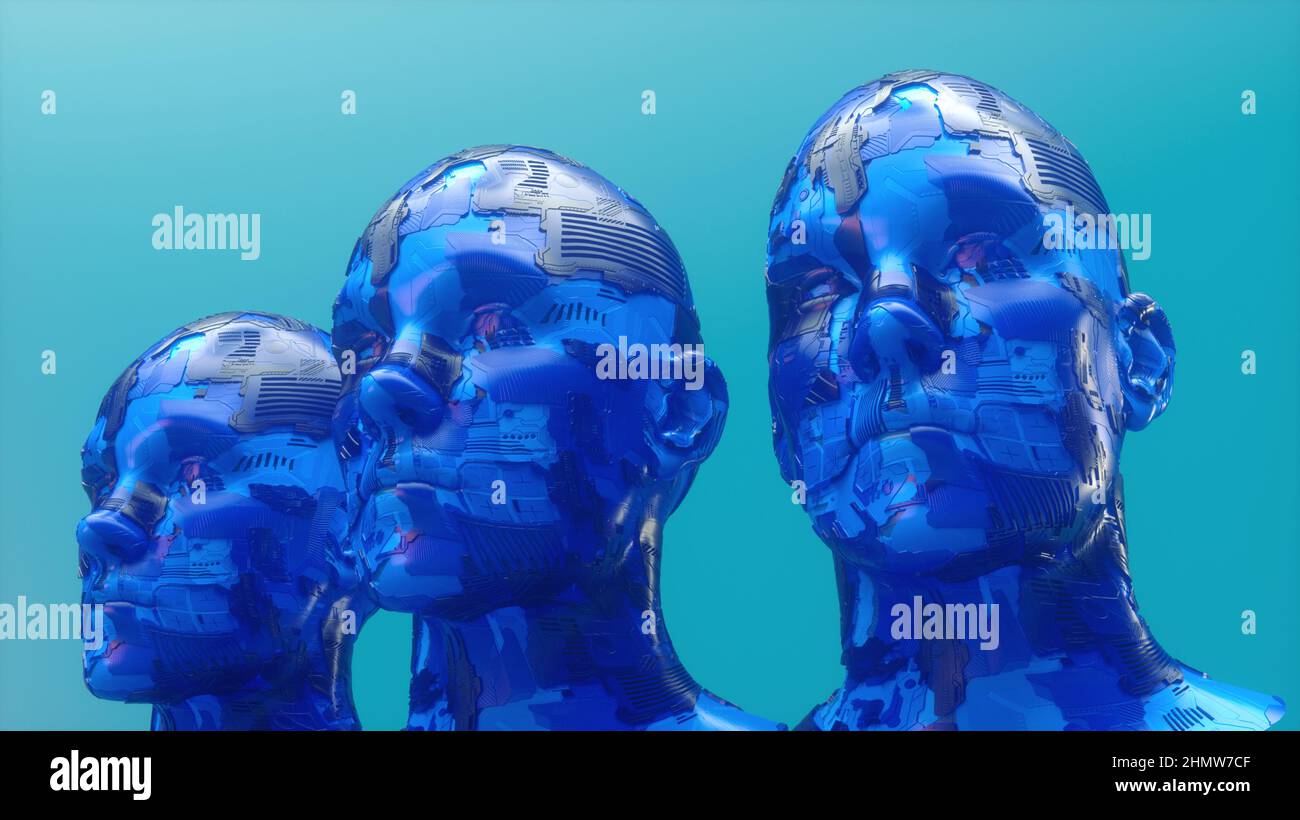3D-Render. Klonen von humanoiden Figuren Stockfoto