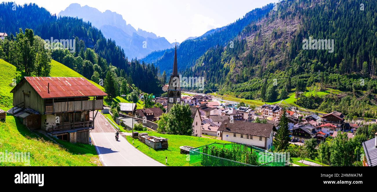 Alpine Landschaft, Dolomiten Berge. Schöne Cortina d'Ampezzo, berühmten Skigebiet in Norditalien Stockfoto