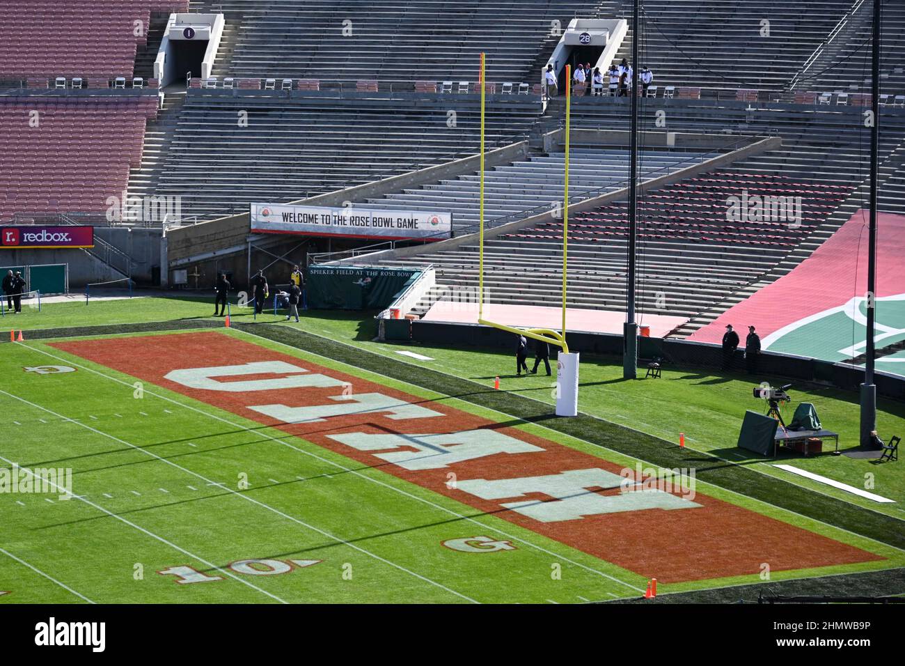 Allgemeine Gesamtansicht der Endzone von Utah Utes vor dem Rose Bowl ...