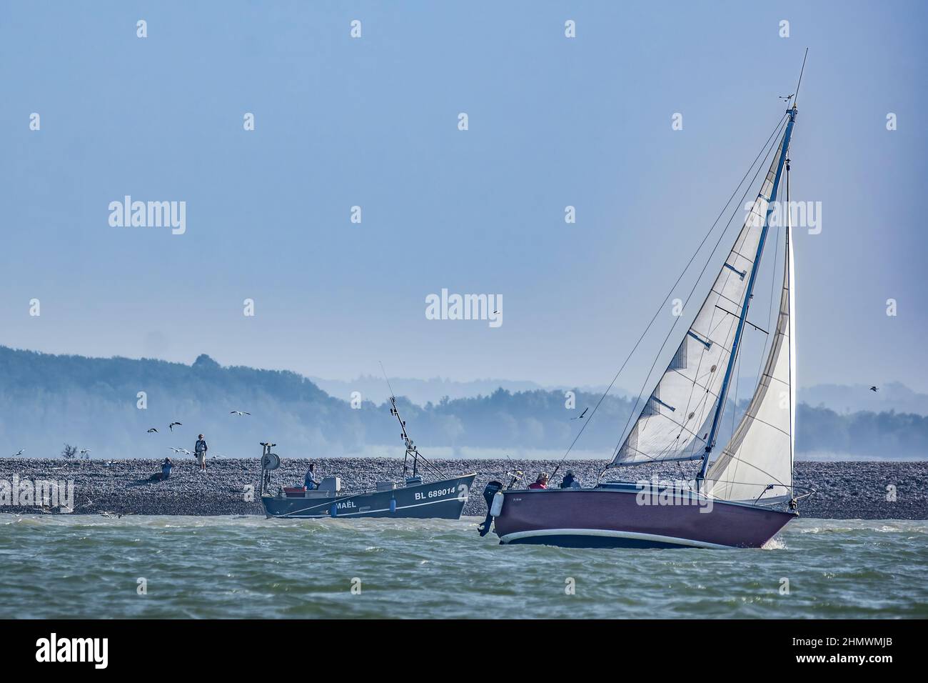 Bateaux et Navigation dans la baie de Somme Stockfoto