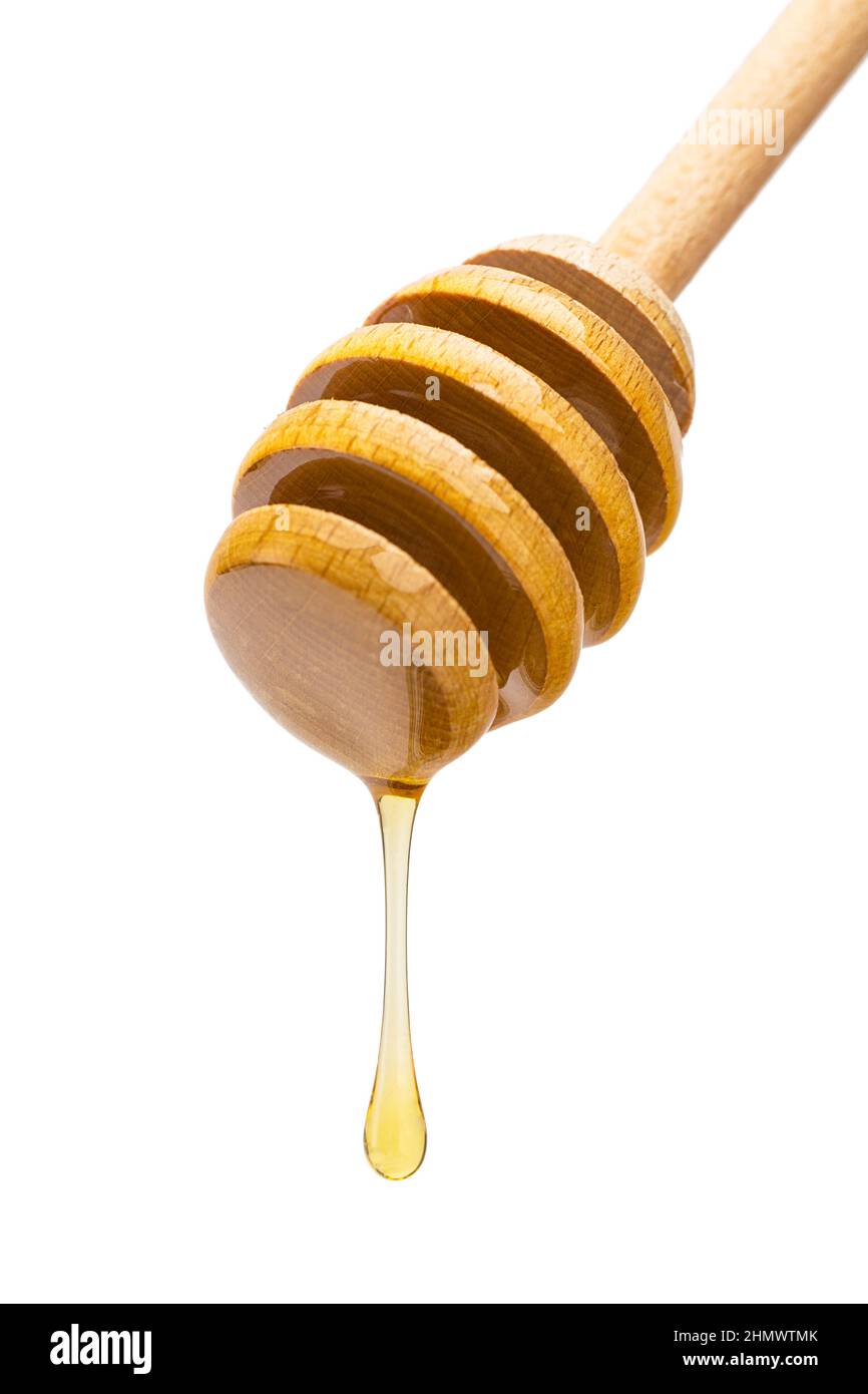 Honig fällt in einen Holzregen Stockfoto