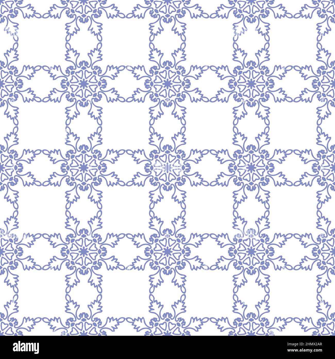 Abstraktes blauviolettes Schneeflocke-Nahtloses Muster mit Mandala-Ornament Stock Vektor