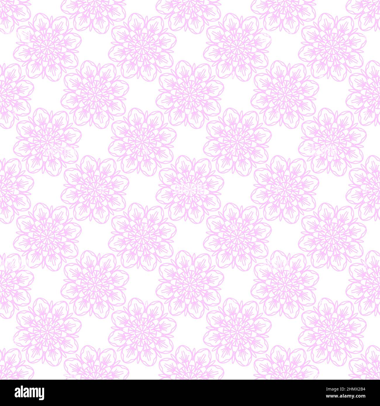 Abstraktes rosa Nahtmuster mit Mandala-Ornament Stock Vektor
