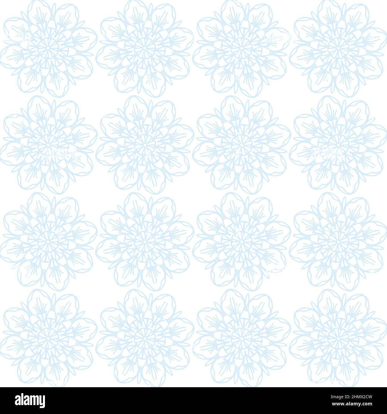 Abstraktes blaues Schneeflocke-Nahtloses Muster mit Mandala-Ornament Stock Vektor