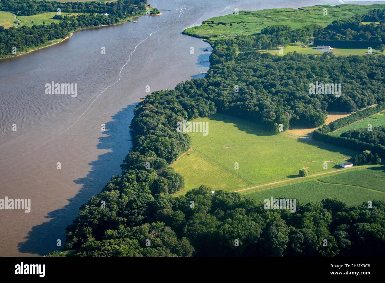 Luftbild von Ackerland an der Ostküste von Maryland Stockfoto