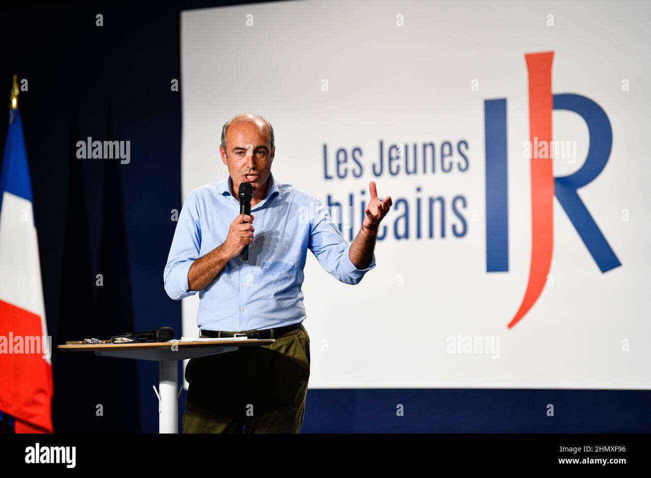 Olivier Marleix, Mitglied der französischen rechten Partei Les Republicains (LR) während des jährlichen „Campus des Jeunes Republicains“ (Campus der jungen Republikaner) Stockfoto