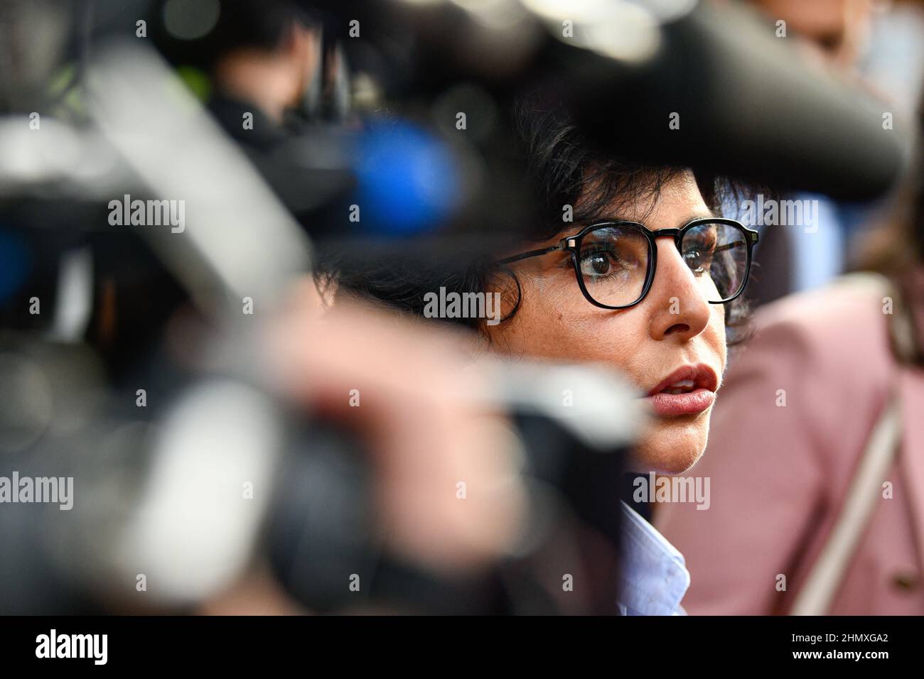 Rachida Dati, Mitglied der französischen rechten Partei Les Republicains (LR), seit sie ihre eigene Partei namens "Soyons libres" (SL) gegründet hat, während des Jahres Stockfoto