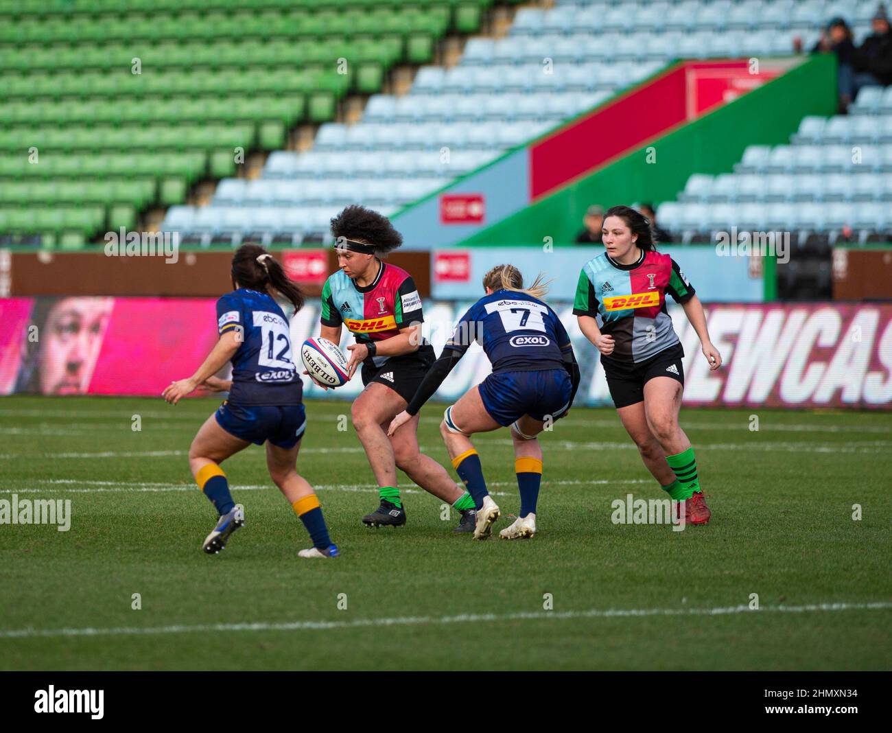 Harlequins Women vs Worcester Warriors Women's Allianz Premier 15s London, England Februar 12th 2022: Shaunagh Brown of Harlequins während des Spiels zwischen Harlequins Women vs Worcester Warriors in Twickenham Stoop. Endergebnis: Harlequins Rugby 42 : 15 Worcester Warriors Stockfoto