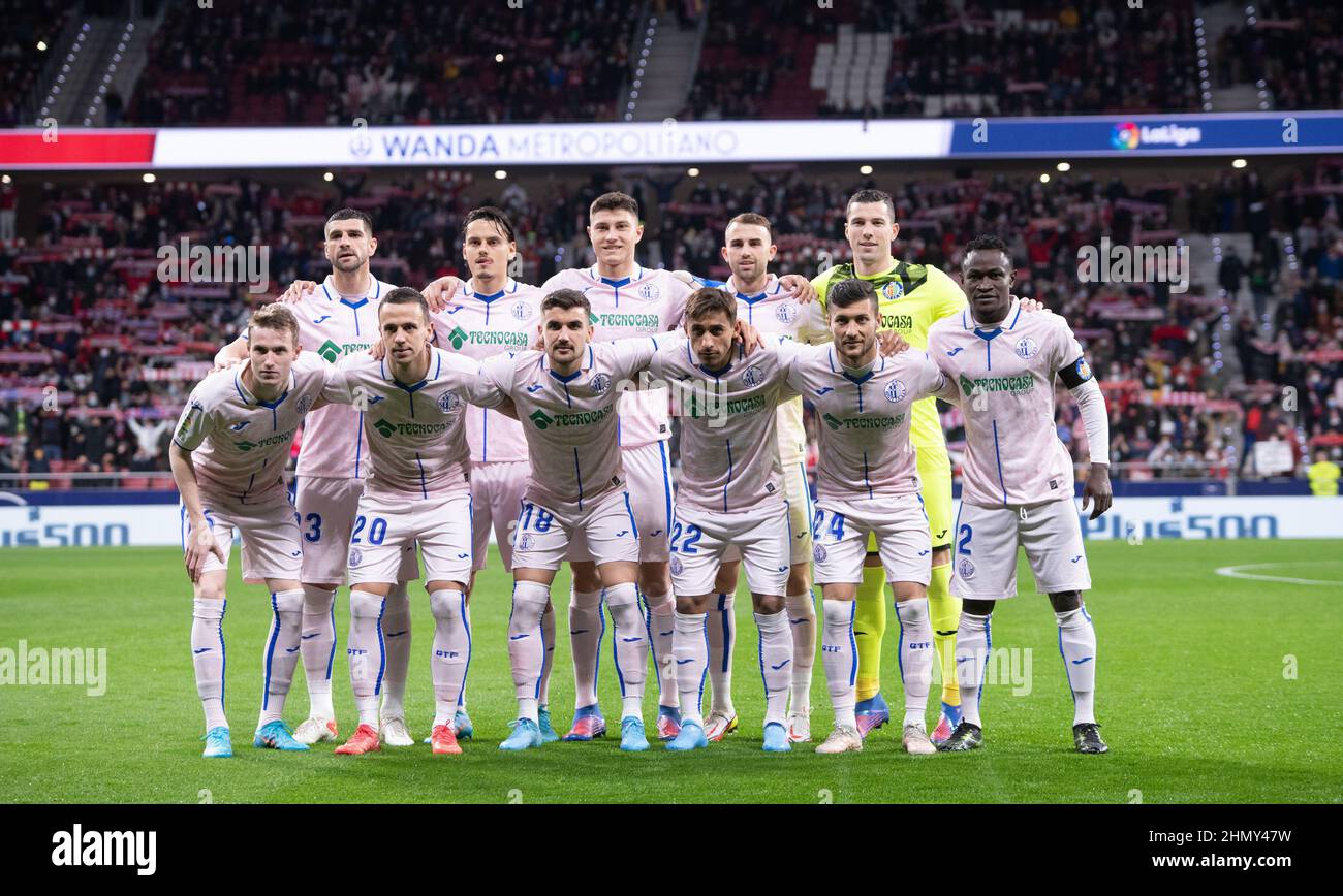 Wanda Metropolitano, Madrid, Spanien. 12th. Februar 2022. La Liga Santander, Atletico Madrid gegen Getafe CF; Getafe-Spieler-Line-up Credit: Action Plus Sports/Alamy Live News Stockfoto