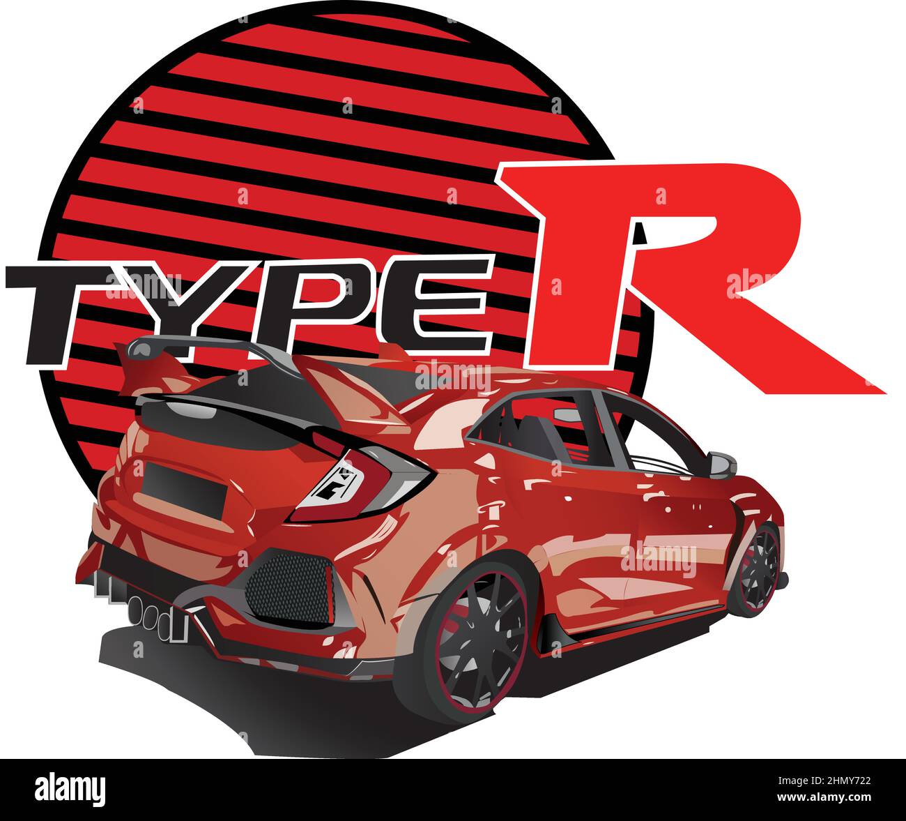 Honda Civic Type R Sport Design Vektorwagen in Rot Stock Vektor