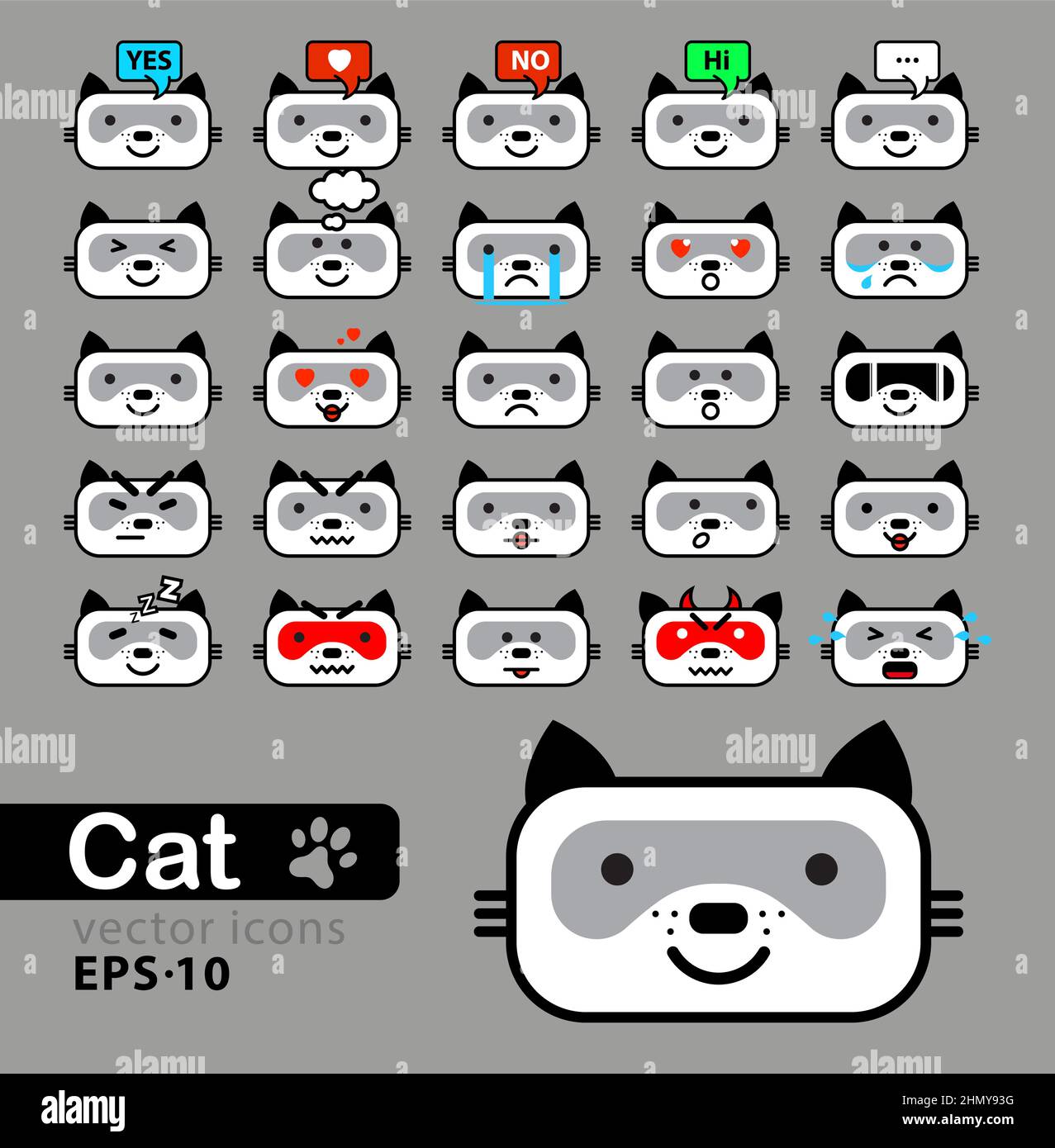 Sammlung Symbole mit verschiedenen Emotionen Panda. vektor Stock Vektor
