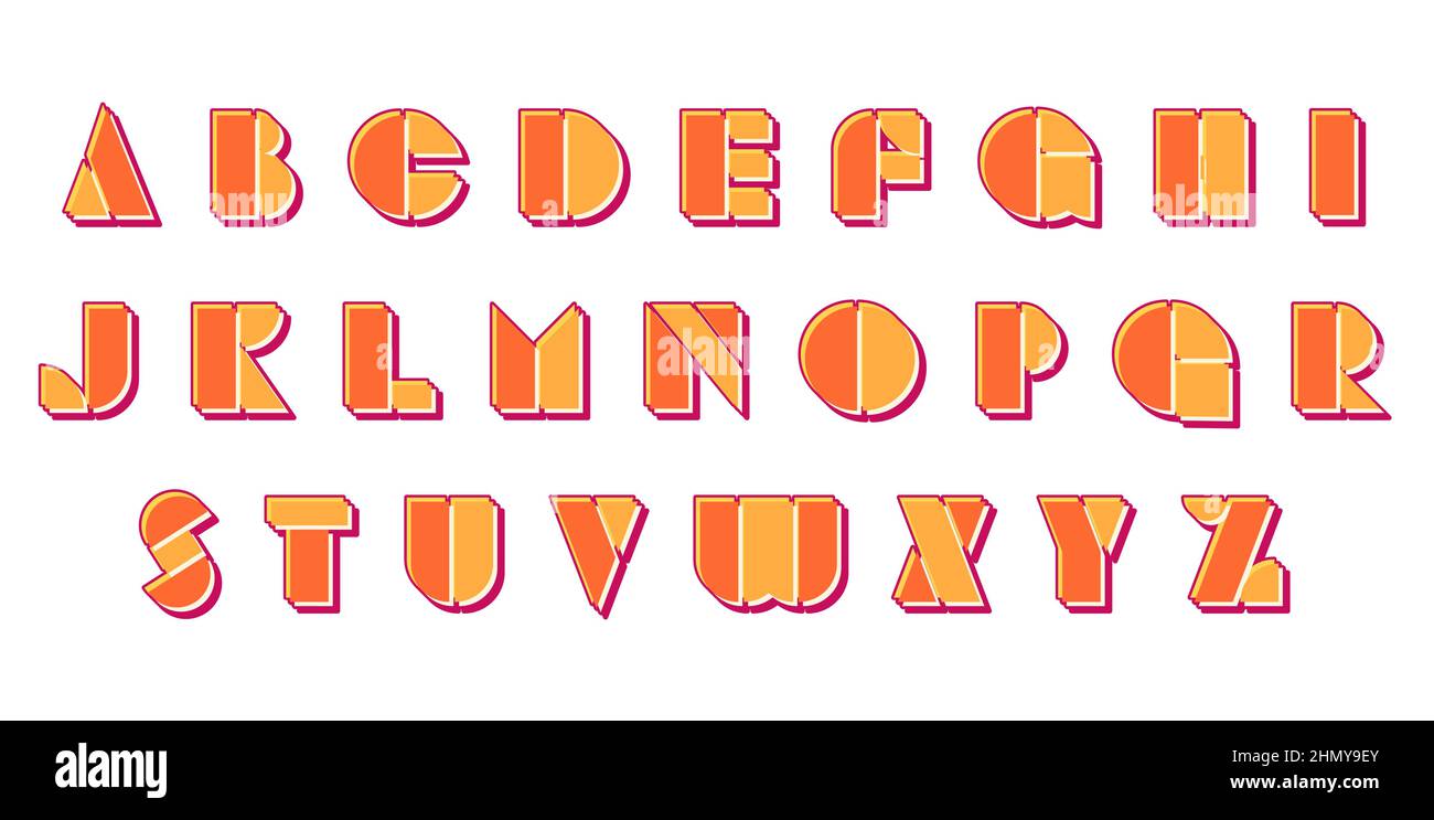 90s 80s Geometrische Schriftart im Stil. Bauhaus Moderne Typografie. Schriftart für Veranstaltungen, Werbeaktionen, Logos, Banner, Monogramme und Poster Stock Vektor